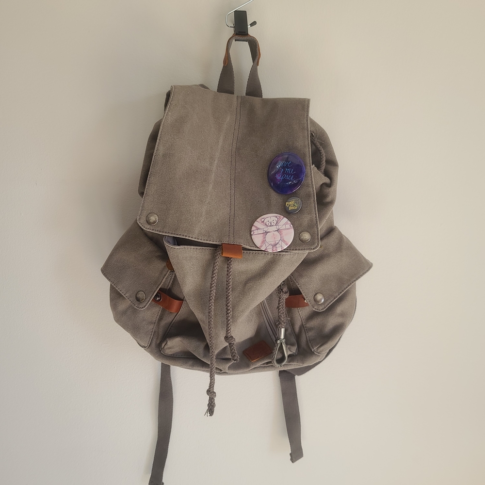 TSDbrand Earth And Style Boho Grey Slouch Backpack for Women